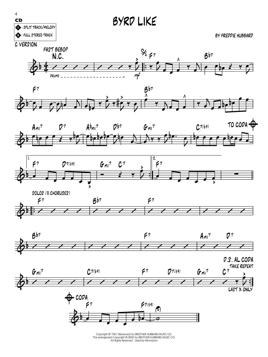 Freddie Hubbard - Jazz Play Along Volume 138 Book/Cd