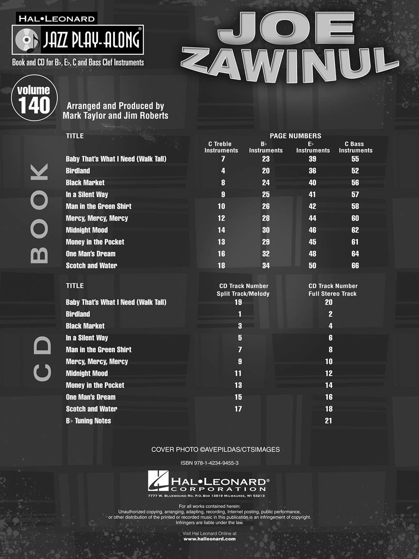 Joe Zawinul - Jazz Play Along Volume 140 Book/Cd