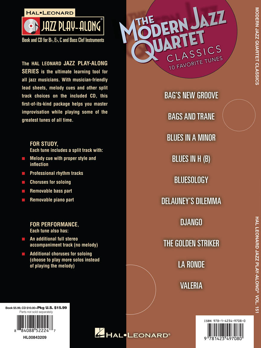 Modern Quartet Classics - Jazz Play Along Volume 1 Book/Cd