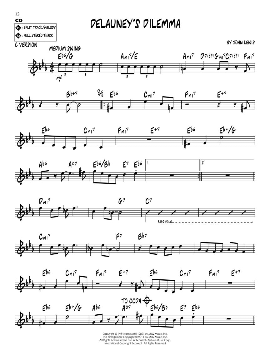 Modern Quartet Classics - Jazz Play Along Volume 1 Book/Cd