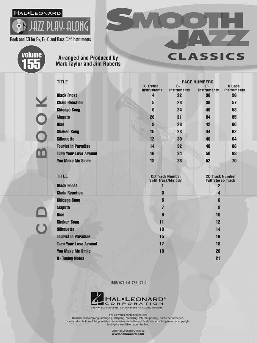 Smooth Jazz Classics - Jazz Play Along Volume 155 Book/Cd