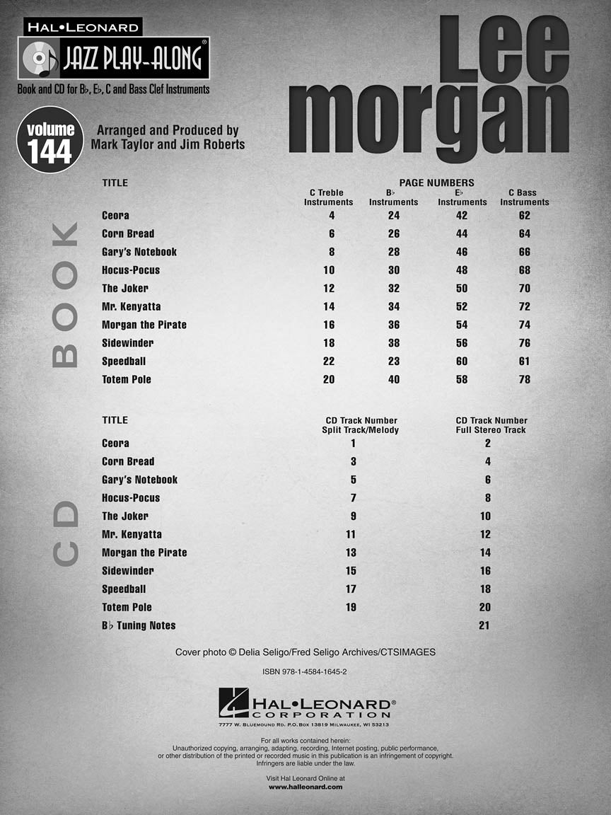 Lee Morgan - Jazz Play Along Volume 144 Book/Cd