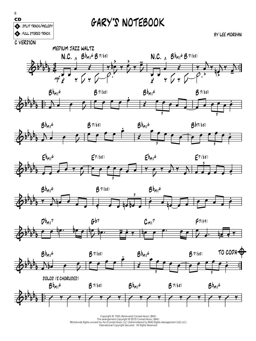 Lee Morgan - Jazz Play Along Volume 144 Book/Cd