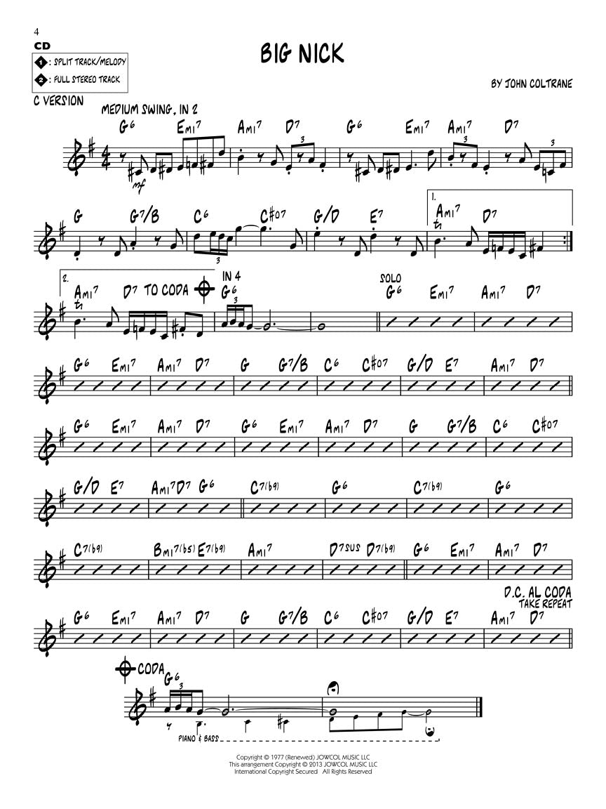John Coltrane Favourites - Jazz Play Along Volume 1 Book/Cd