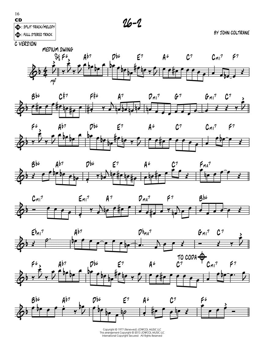 John Coltrane Favourites - Jazz Play Along Volume 1 Book/Cd