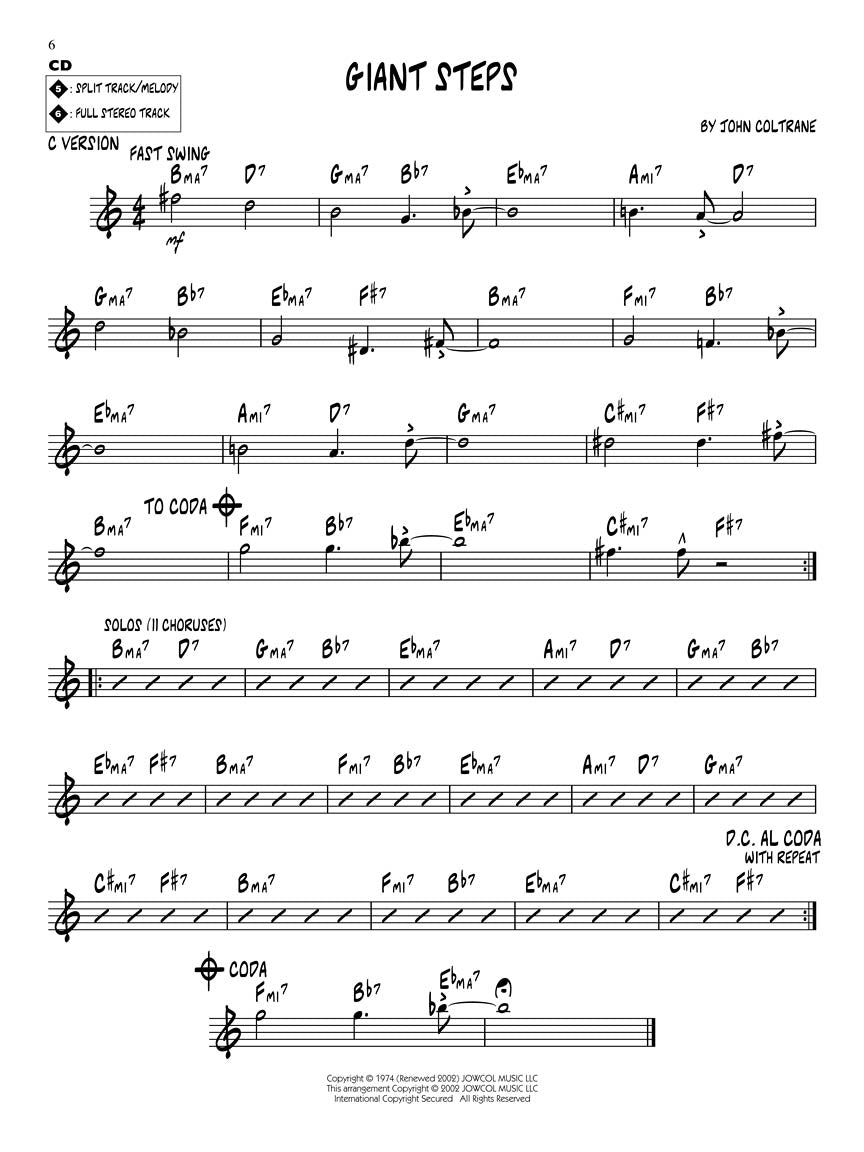 John Coltrane Giant Steps - Jazz Play Along Volume 149 Book/Cd
