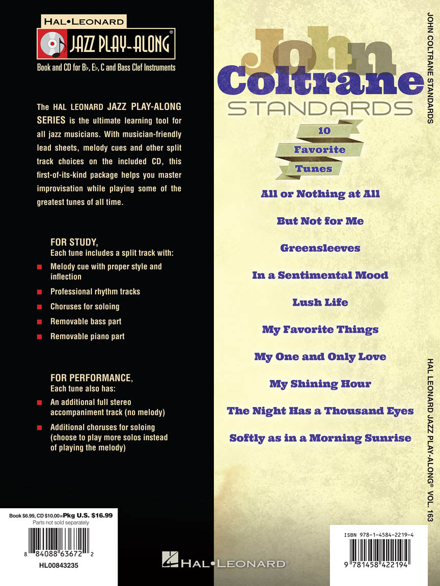 John Coltrane Standards - Jazz Play Along Volume Book/Cd