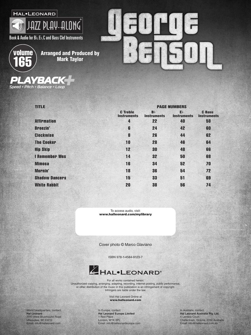 George Benson - Jazz Play Along Volume 165 Book/Cd