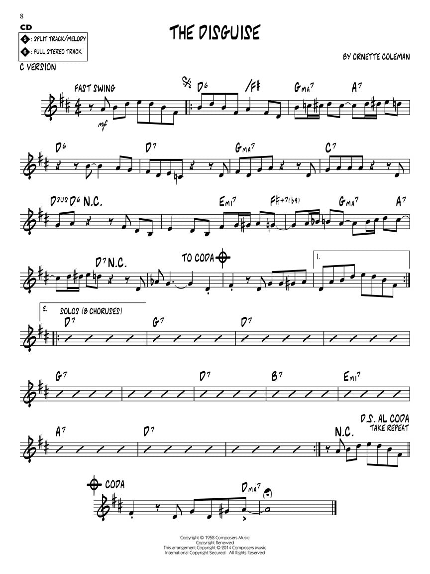 Ornette Coleman - Jazz Play Along Volume 166 Book/Cd