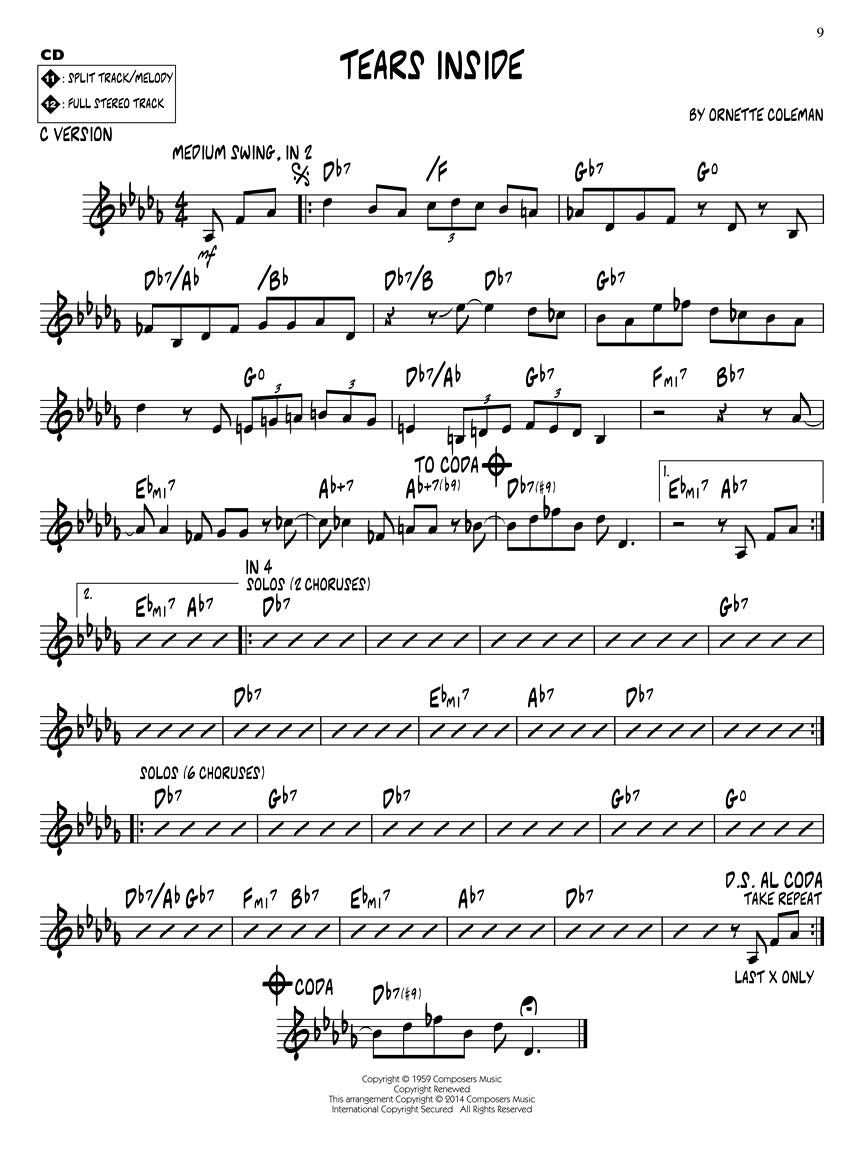 Ornette Coleman - Jazz Play Along Volume 166 Book/Cd