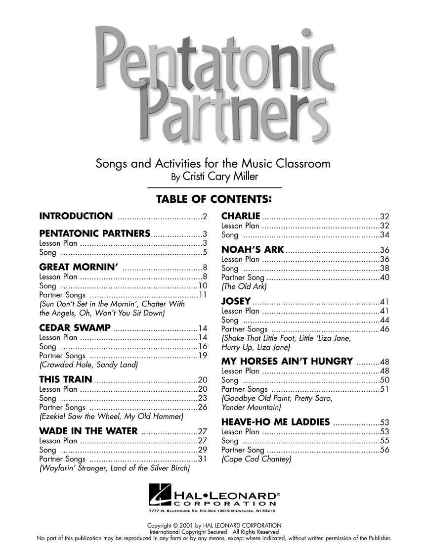 Pentatonic Partners Song Collection for Piano and Vocal - Teachers Book