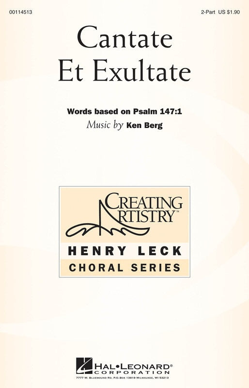 Cantate Et Exultate - 2 Part Voicing Sheet Music