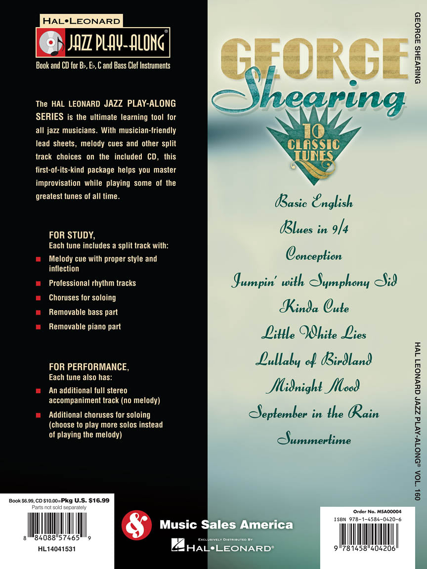 George Shearing - Jazz Play Along Volume 160 Book/Cd