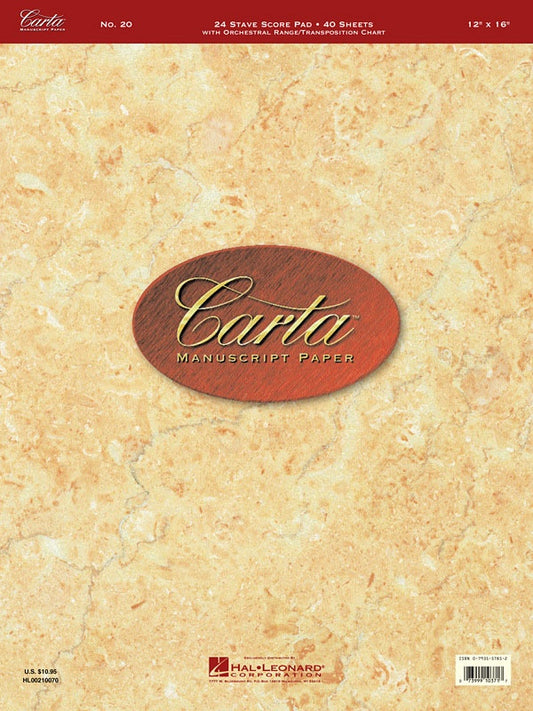 Carta Manuscript Pro 40 Sheets 24 Stave Score/Pad