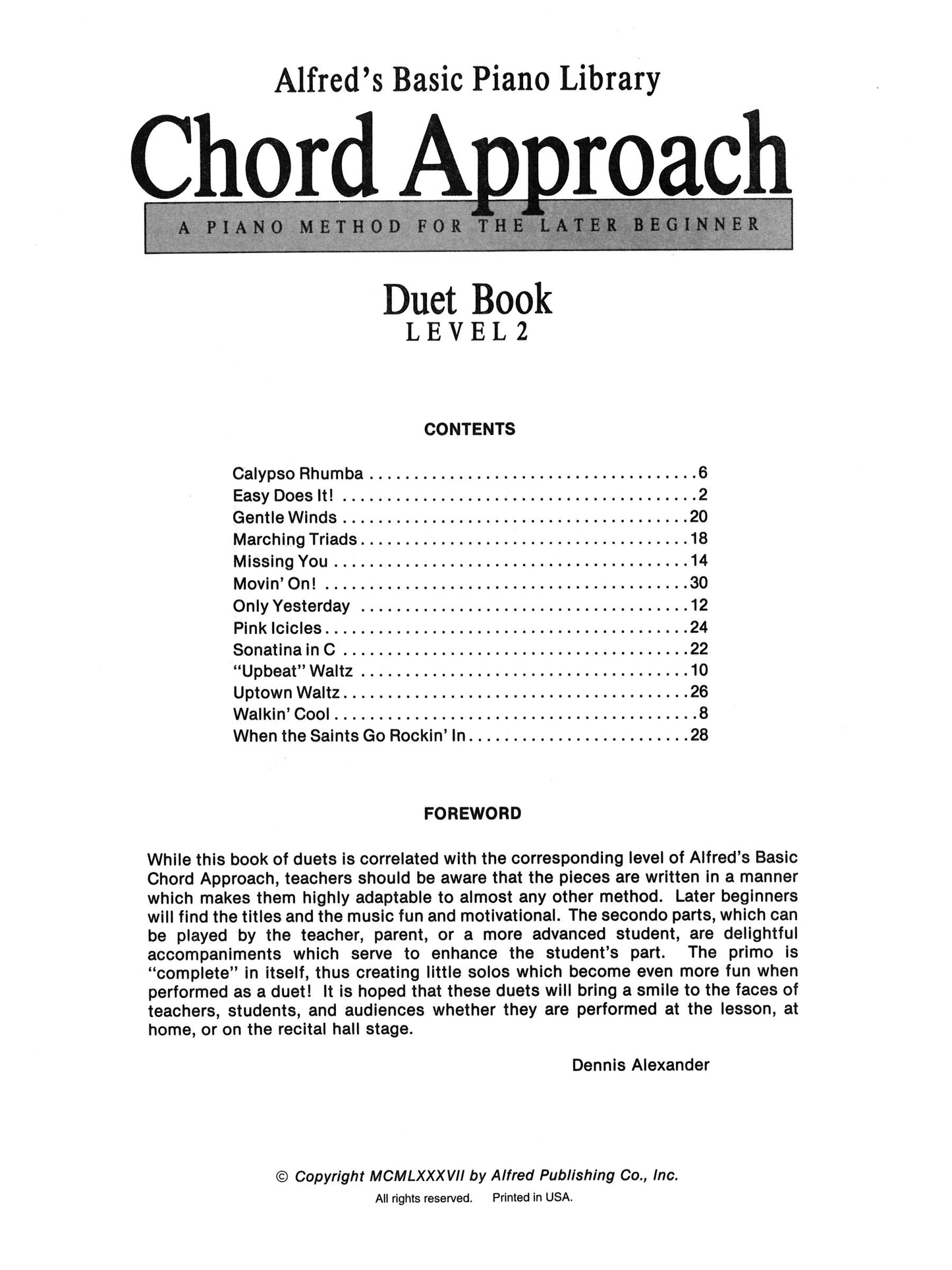 Alfred's Basic Piano Library - Chord Approach Duet Book Level 2