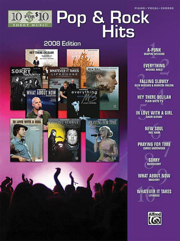 10 For 10 Pop & Rock Hits 2008 Edition PVG Book
