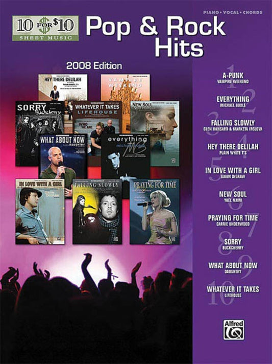 10 For 10 Pop & Rock Hits 2008 Edition PVG Book