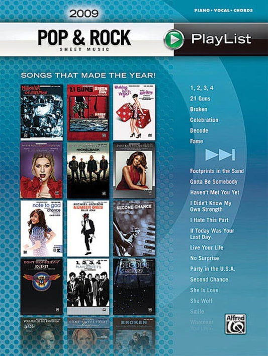2009 Pop & Rock Sheet Music Playlist PVG Book