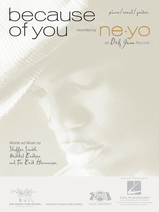 Ne-Yo Because Of You - PVG Sheetmusic