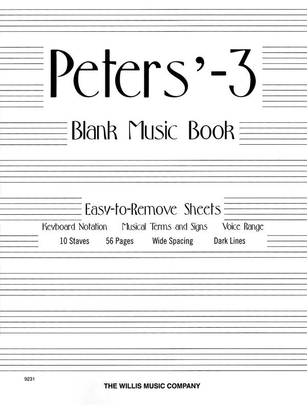 Peters 3 Blank Music Book (White)