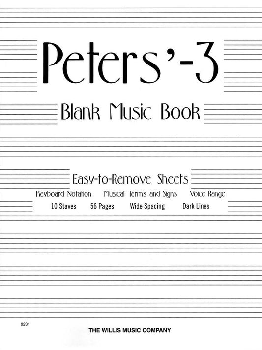 Peters 3 Blank Music Book (White)