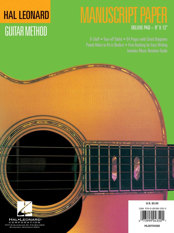 Guitar Manuscript Paper - Deluxe - Music2u