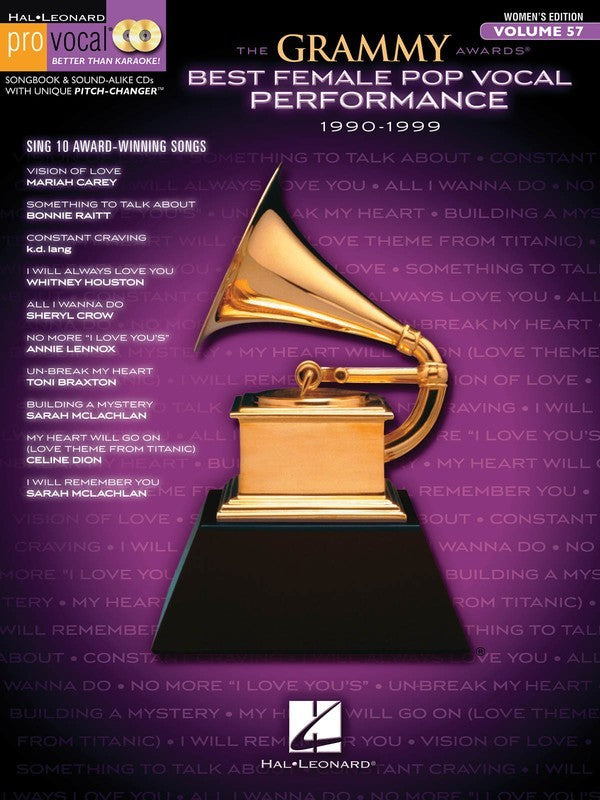 Grammy Awards Female Pop 90-99 Pro Vocal V57 Bk/