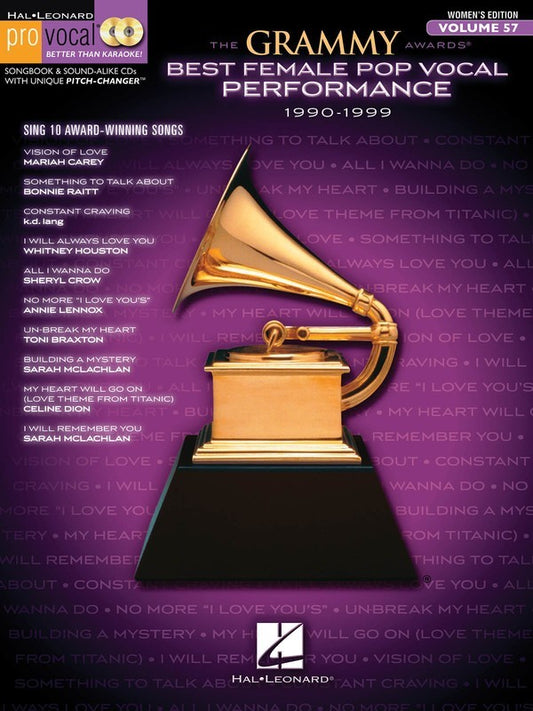 Grammy Awards Female Pop 90-99 Pro Vocal V57 Bk/