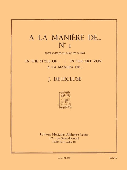 Delecluse - A La Maniere De No 1 Snare Drum/Piano