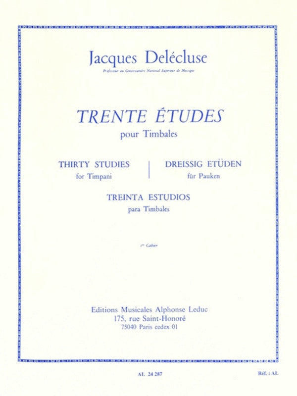 Delecluse - 30 Studies For Timpani Vol 1