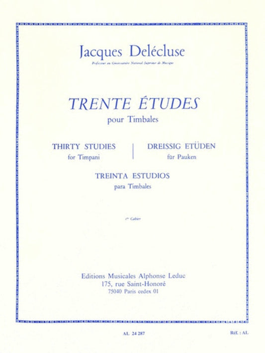 Delecluse - 30 Studies For Timpani Vol 1