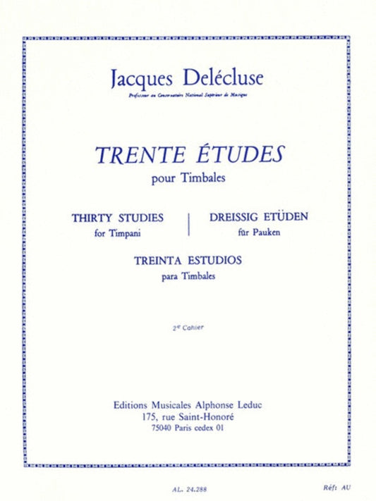 Delecluse - 30 Studies For Timpani Vol 2