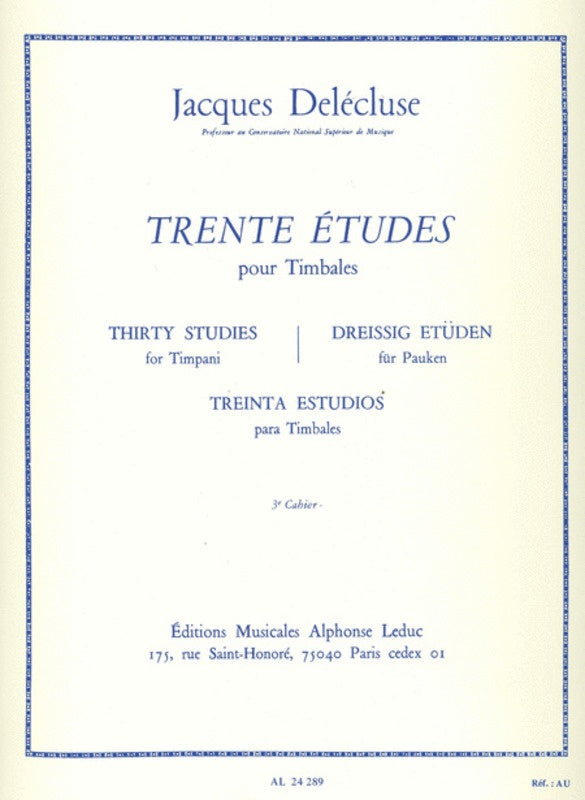 Delecluse - 30 Studies For Timpani Vol 3