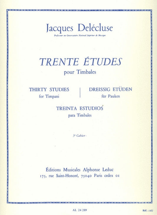 Delecluse - 30 Studies For Timpani Vol 3