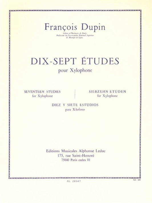 Dupin - 17 Etudes For Xylophone