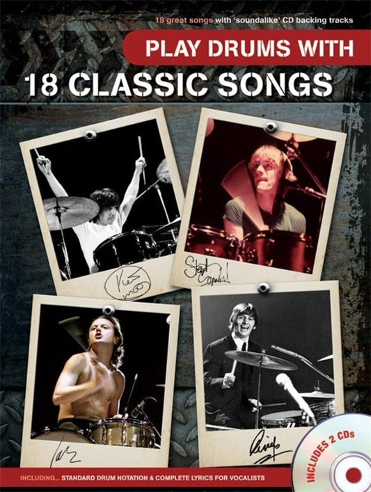 Play Drums With 18 Classic Songs Bk/2Cds