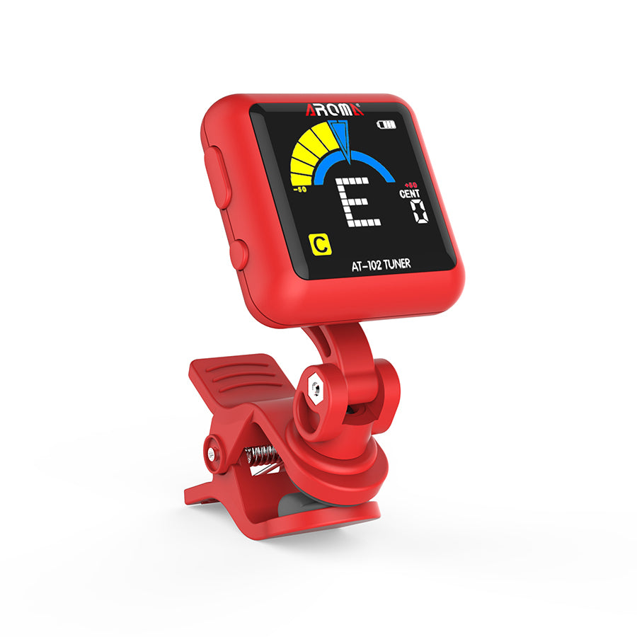 Aroma AT102 Rechargeable Chromatic Clip-on Tuner (Red)
