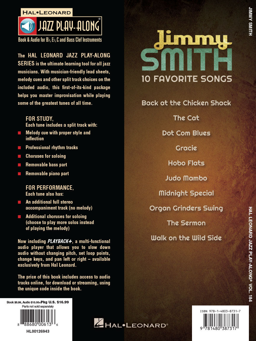 Jimmy Smith - Jazz Play Along Volume 184 Book/Ola