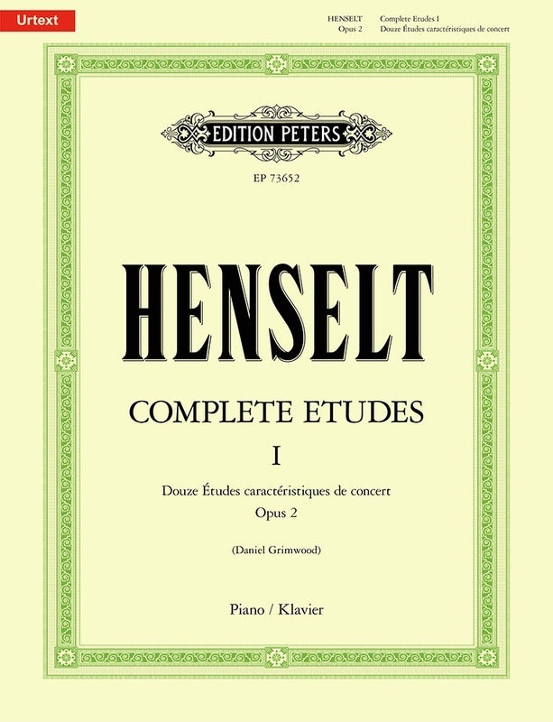 Henselt - Complete Etudes Volume 1 Op 2 For Piano Book