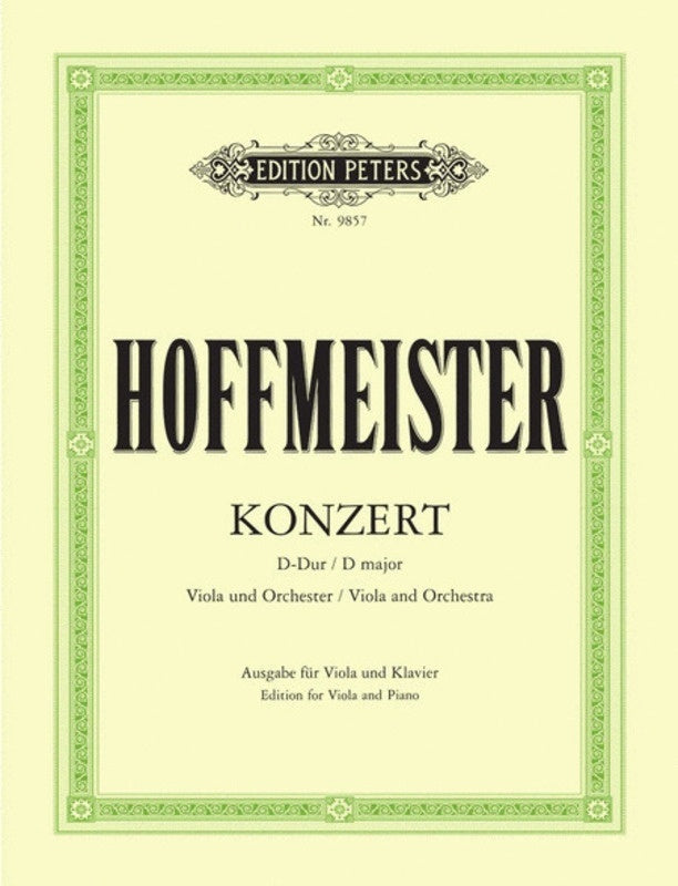 Hoffmeister - Concerto In D Viola/Piano