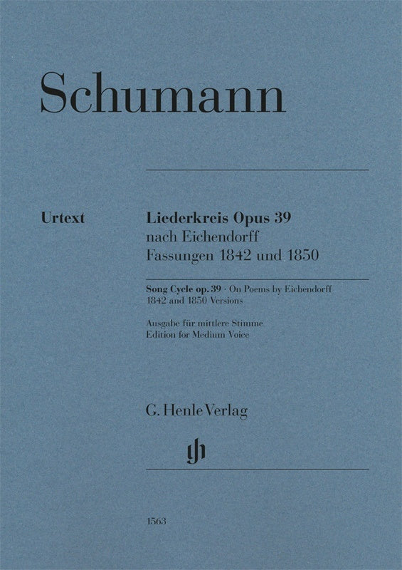 Schumann - Liederkreis Op 39 For Medium Voice/Piano