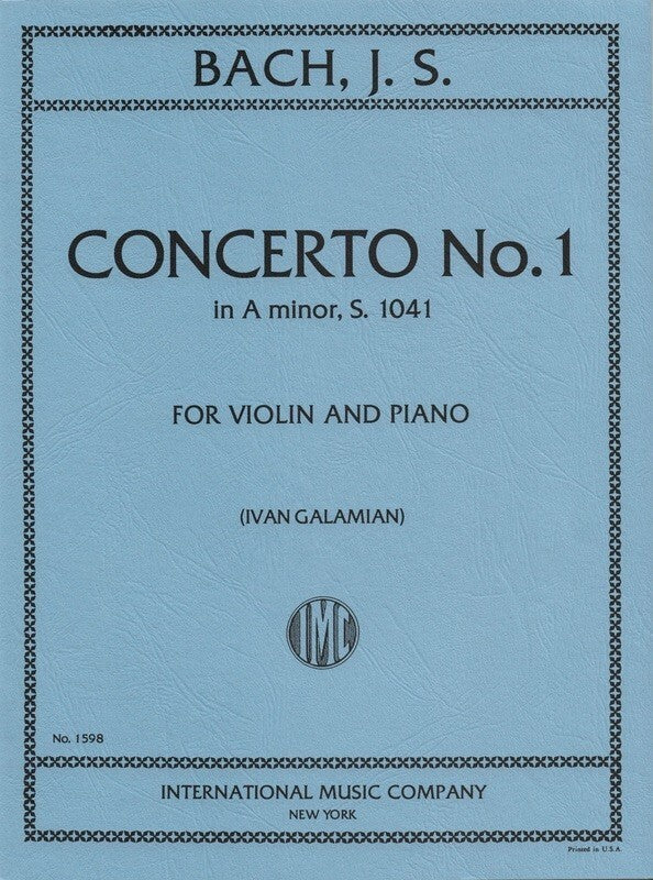 Bach - Concerto Bwv 1041 A Min Violin/Piano Ed Galamian