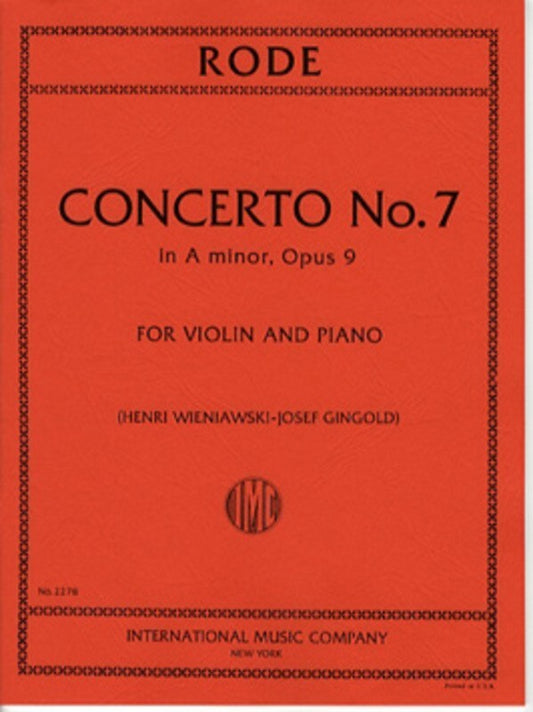 Rode - Concerto No 7 A Minor Op 9 Violin/Piano
