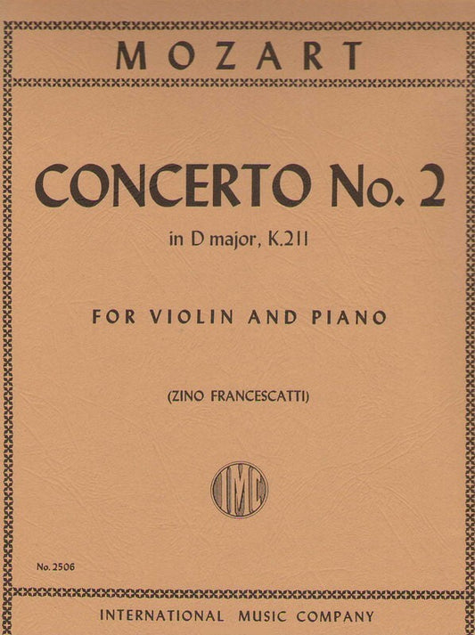 Mozart - Concerto No 2 D K 211 Violin/Piano Ed Francescatti