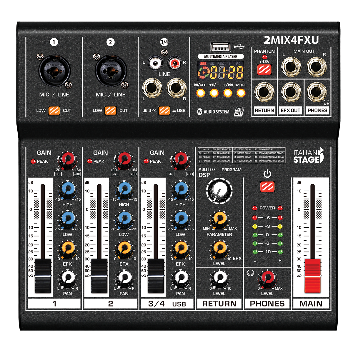 Italian Stage 2MIX4FXU 4-Channel Stereo Mixer