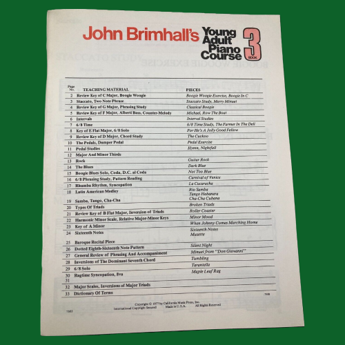 John Brimhall's Young Adult Piano Course Book 3