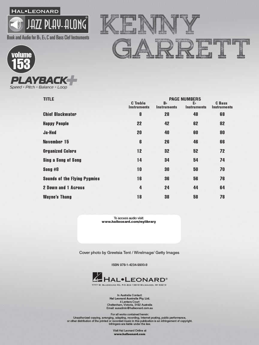 Kenny Garrett Jazz Play Along Volume 153 Book/Ola