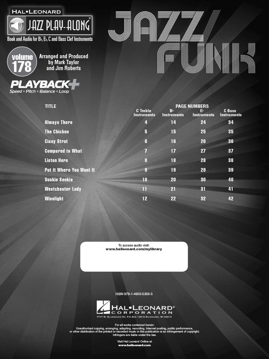 Jazz/Funk Jazz Play Along Volume 178 Book/Ola