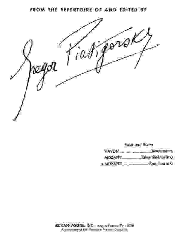 Sonatina C Arr Piatigorsky Vla Pno