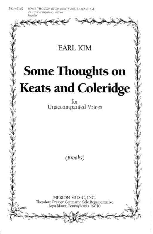 Some Thoughts On Keats And Coleridge Satb